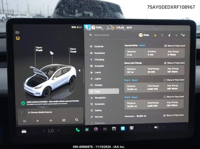 2024 Tesla Model Y Long Range Dual Motor All-Wheel Drive/Rwd VIN: 7SAYGDEDXRF108967 Lot: 40868576