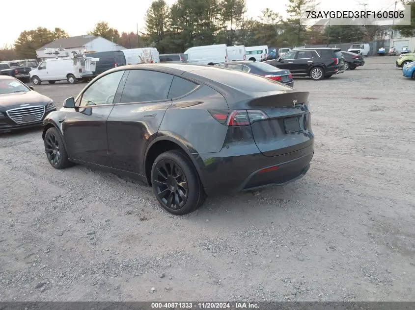 2024 Tesla Model Y Long Range Dual Motor All-Wheel Drive/Rwd VIN: 7SAYGDED3RF160506 Lot: 40871333