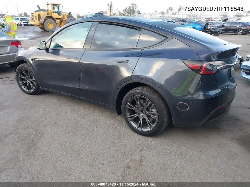 2024 Tesla Model Y Long Range Dual Motor All-Wheel Drive/Rwd VIN: 7SAYGDED7RF118548 Lot: 40873428