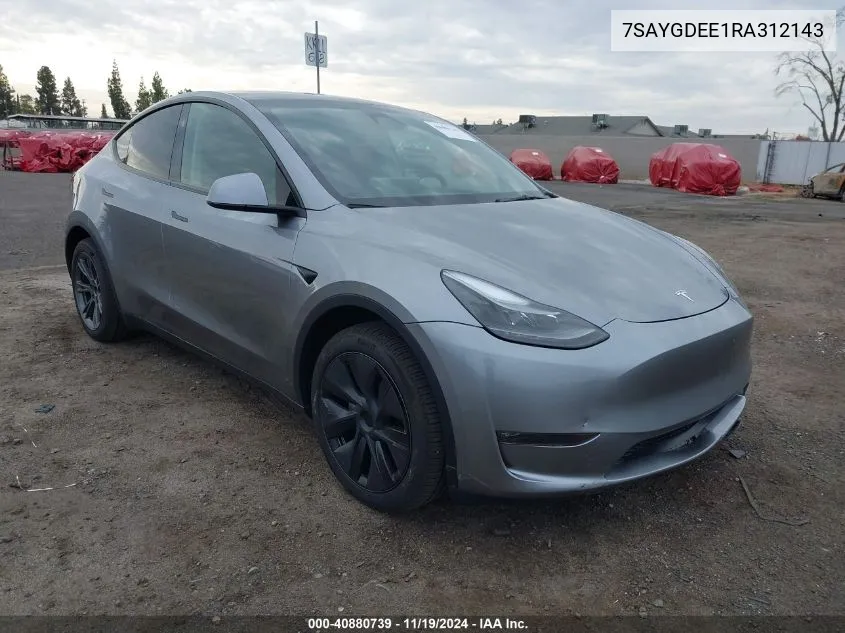 2024 Tesla Model Y Long Range Dual Motor All-Wheel Drive VIN: 7SAYGDEE1RA312143 Lot: 40880739