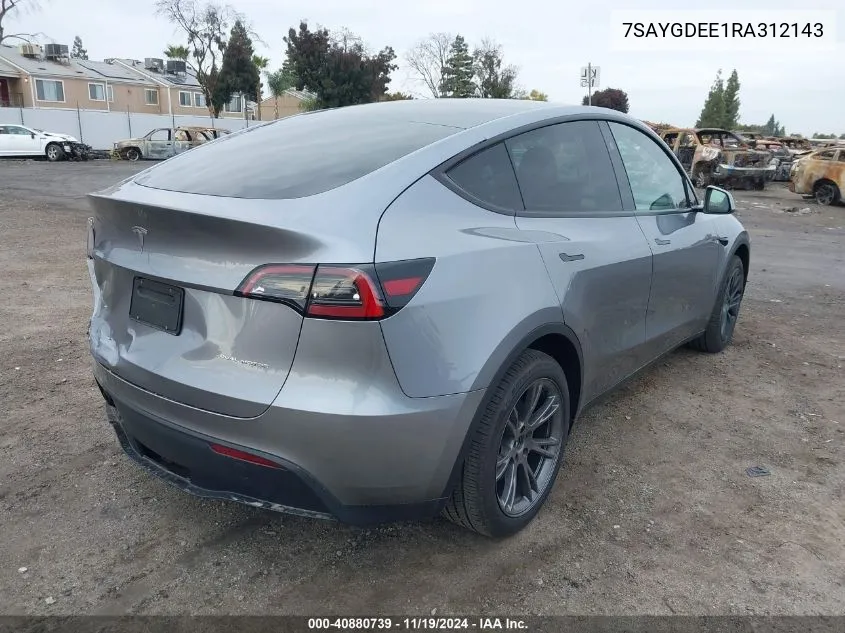 2024 Tesla Model Y Long Range Dual Motor All-Wheel Drive VIN: 7SAYGDEE1RA312143 Lot: 40880739