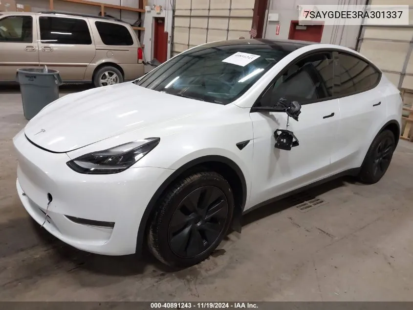 2024 Tesla Model Y Long Range Dual Motor All-Wheel Drive VIN: 7SAYGDEE3RA301337 Lot: 40891243