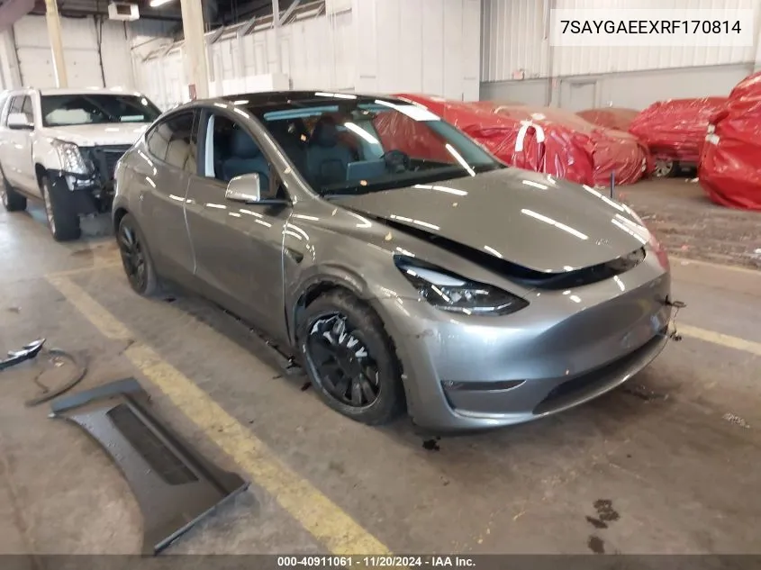 2024 Tesla Model Y Long Range Dual Motor All-Wheel Drive VIN: 7SAYGAEEXRF170814 Lot: 40911061