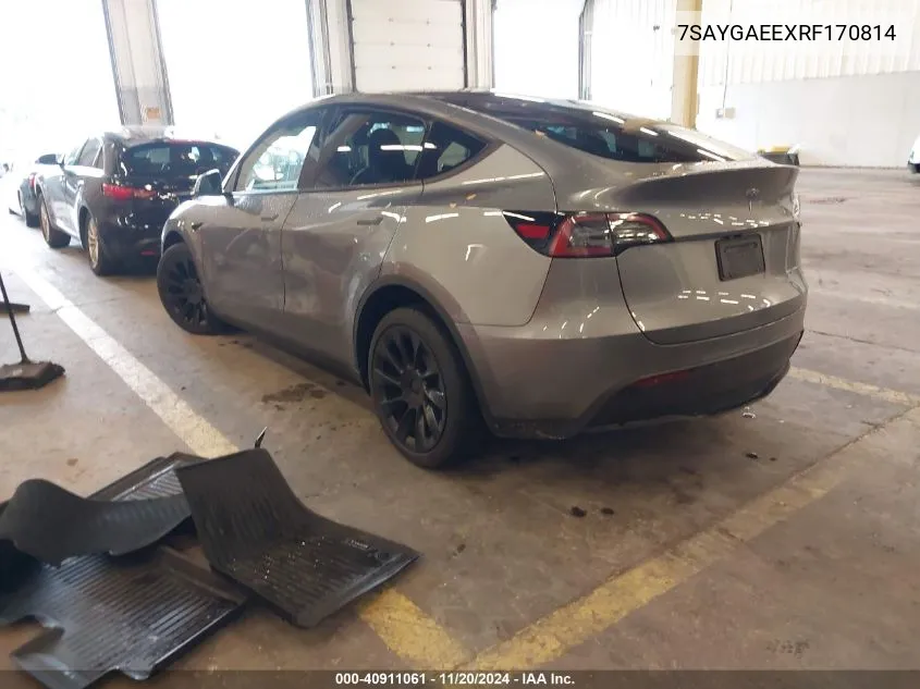 2024 Tesla Model Y Long Range Dual Motor All-Wheel Drive VIN: 7SAYGAEEXRF170814 Lot: 40911061