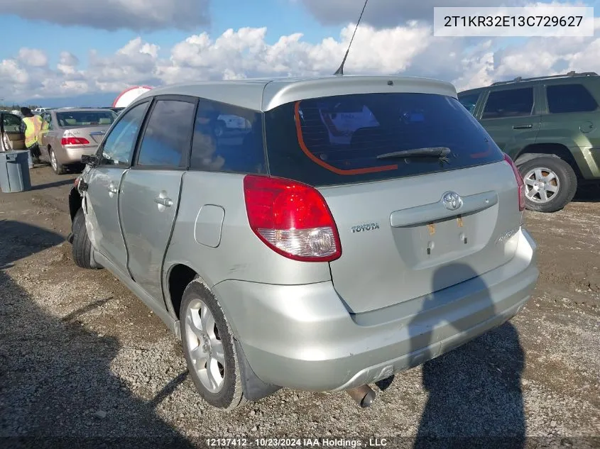 2003 Toyota Corolla Matrix Xr VIN: 2T1KR32E13C729627 Lot: 12137412