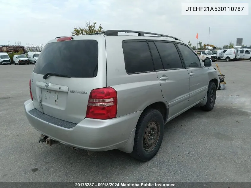 2003 Toyota Highlander V6 VIN: JTEHF21A530110787 Lot: 20175287