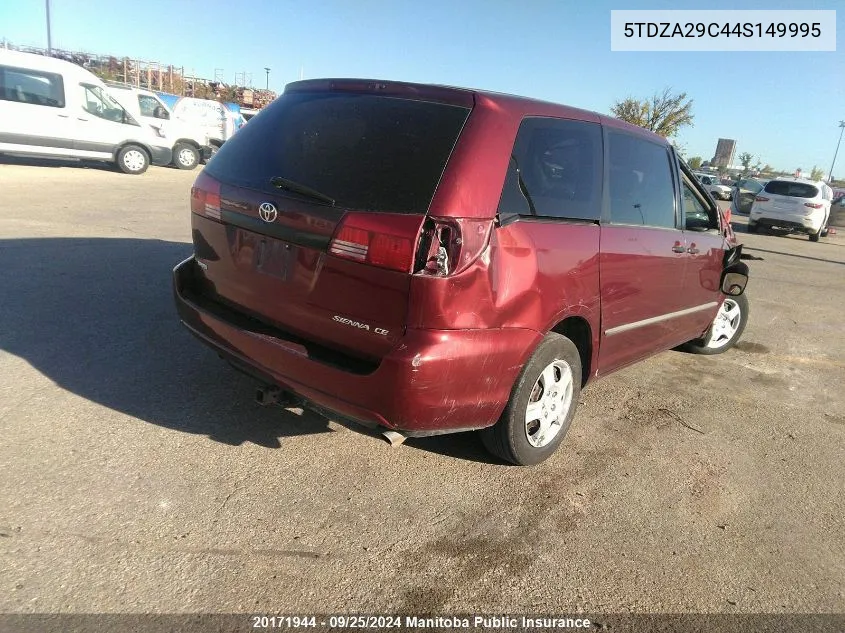 2004 Toyota Sienna Ce V6 VIN: 5TDZA29C44S149995 Lot: 20171944