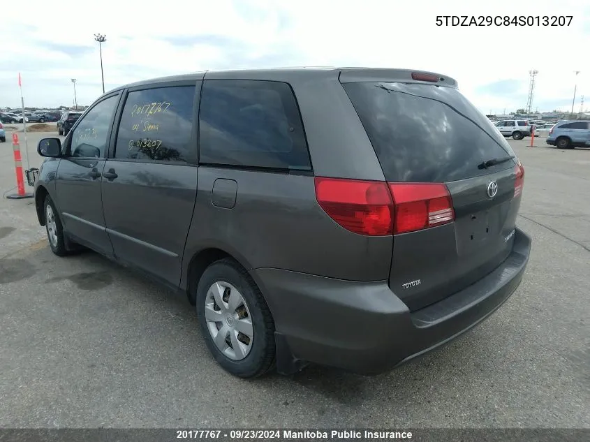 2004 Toyota Sienna Ce V6 VIN: 5TDZA29C84S013207 Lot: 20177767