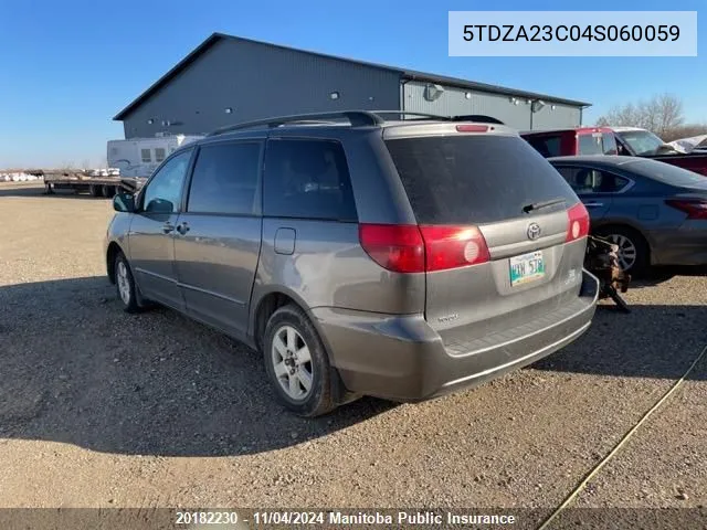 2004 Toyota Sienna Le V6 VIN: 5TDZA23C04S060059 Lot: 20182230