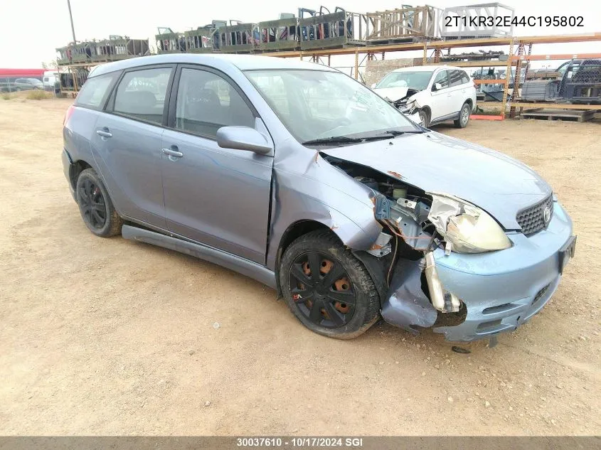 2004 Toyota Corolla Matrix Xr VIN: 2T1KR32E44C195802 Lot: 30037610