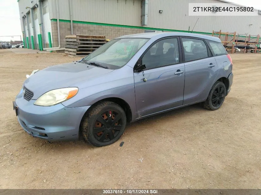 2004 Toyota Corolla Matrix Xr VIN: 2T1KR32E44C195802 Lot: 30037610