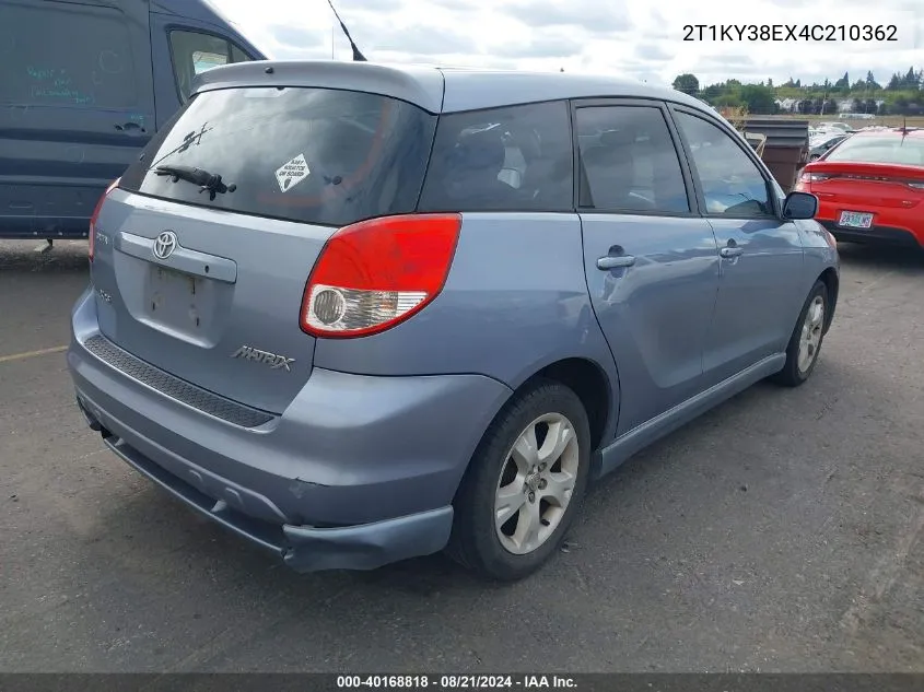 2004 Toyota Matrix Xrs VIN: 2T1KY38EX4C210362 Lot: 40168818