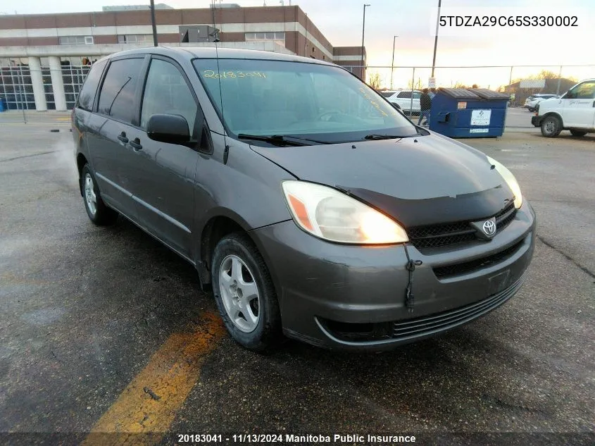 2005 Toyota Sienna Ce V6 VIN: 5TDZA29C65S330002 Lot: 20183041