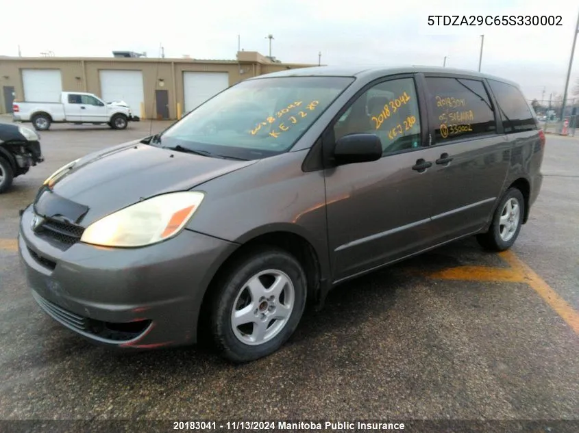 2005 Toyota Sienna Ce V6 VIN: 5TDZA29C65S330002 Lot: 20183041