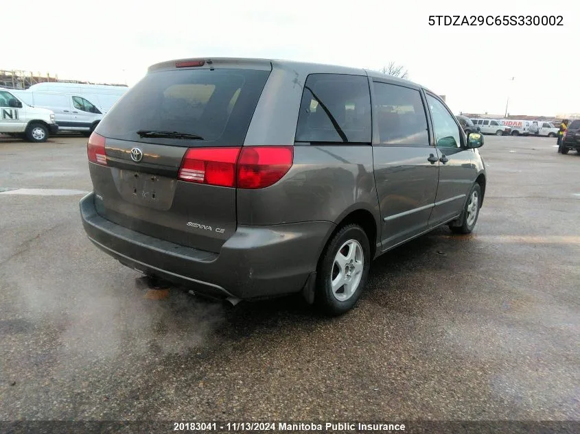 2005 Toyota Sienna Ce V6 VIN: 5TDZA29C65S330002 Lot: 20183041