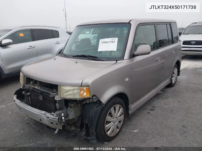 2005 Scion Xb VIN: JTLKT324X50171738 Lot: 39861582