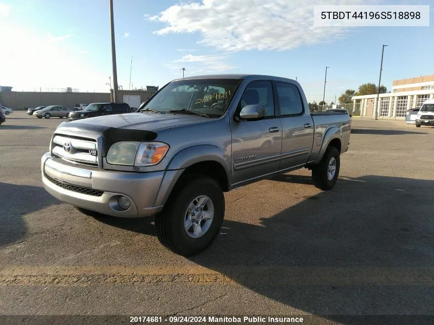 2006 Toyota Tundra Double Cab V8 VIN: 5TBDT44196S518898 Lot: 20174681