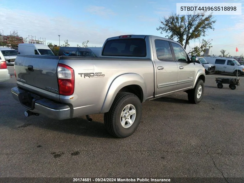 2006 Toyota Tundra Double Cab V8 VIN: 5TBDT44196S518898 Lot: 20174681