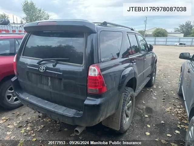 JTEBU17R978087038 2007 Toyota 4Runner Limited V6