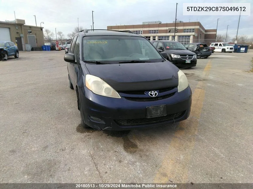 5TDZK29C87S049612 2007 Toyota Sienna Ce V6