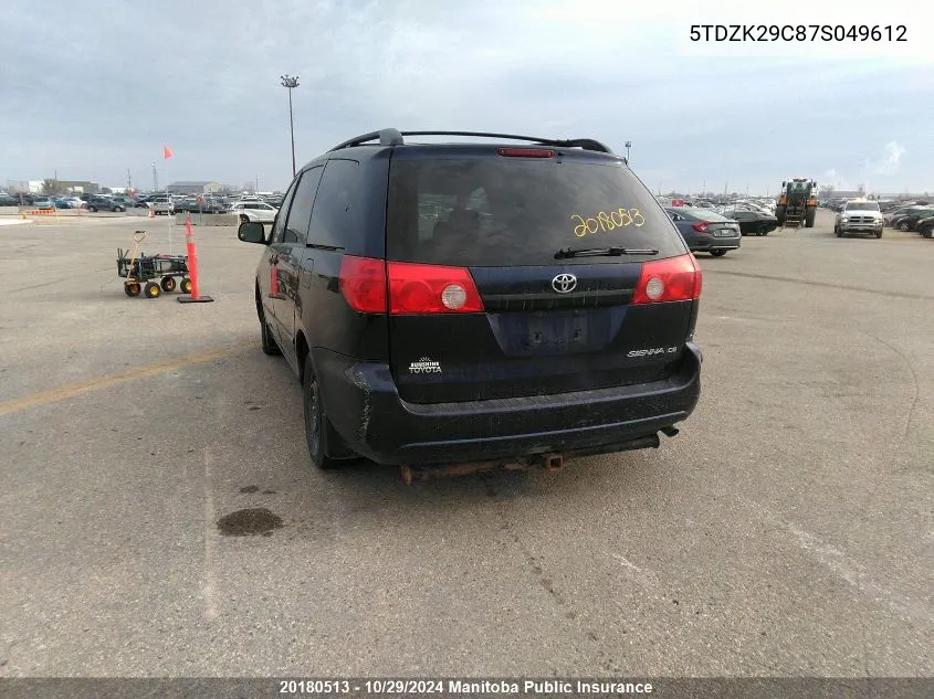 5TDZK29C87S049612 2007 Toyota Sienna Ce V6