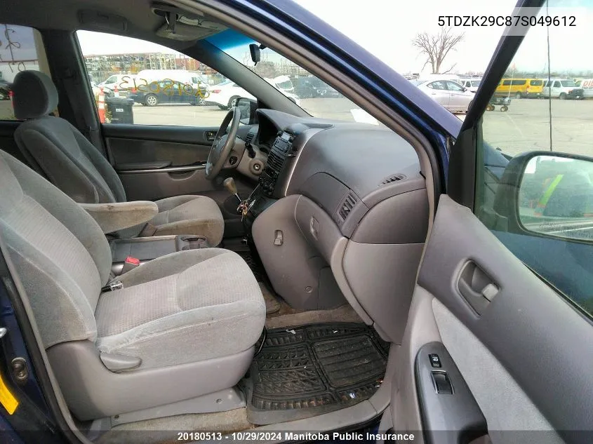 5TDZK29C87S049612 2007 Toyota Sienna Ce V6