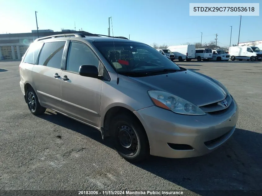 2007 Toyota Sienna Ce V6 VIN: 5TDZK29C77S053618 Lot: 20183006