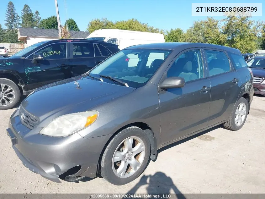 2008 Toyota Corolla Matrix Xr VIN: 2T1KR32E08C688799 Lot: 12095538