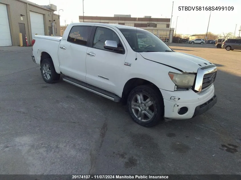 2008 Toyota Tundra Limited V8 Crewmax VIN: 5TBDV58168S499109 Lot: 20174107