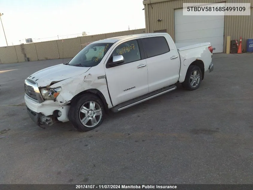 2008 Toyota Tundra Limited V8 Crewmax VIN: 5TBDV58168S499109 Lot: 20174107