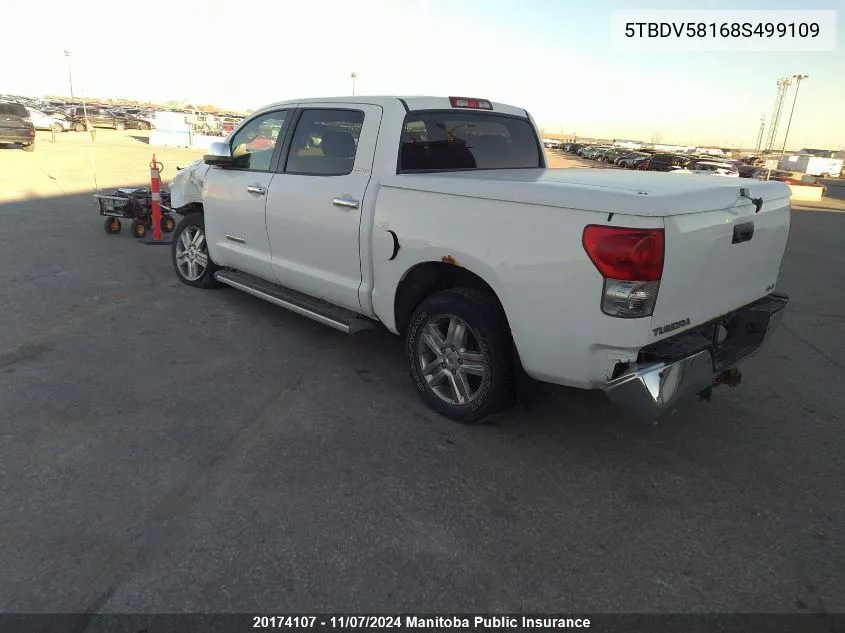 2008 Toyota Tundra Limited V8 Crewmax VIN: 5TBDV58168S499109 Lot: 20174107