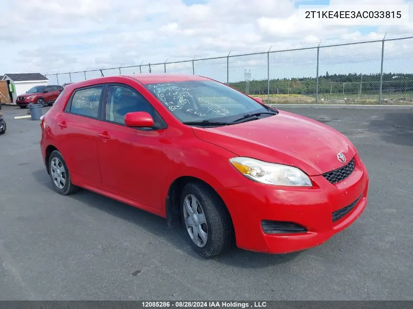 2010 Toyota Corolla Matrix S VIN: 2T1KE4EE3AC033815 Lot: 12085286