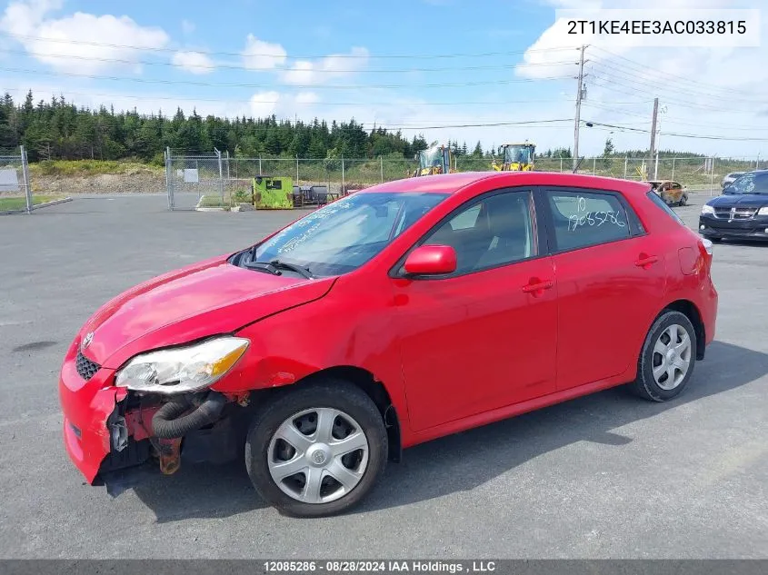 2010 Toyota Corolla Matrix S VIN: 2T1KE4EE3AC033815 Lot: 12085286