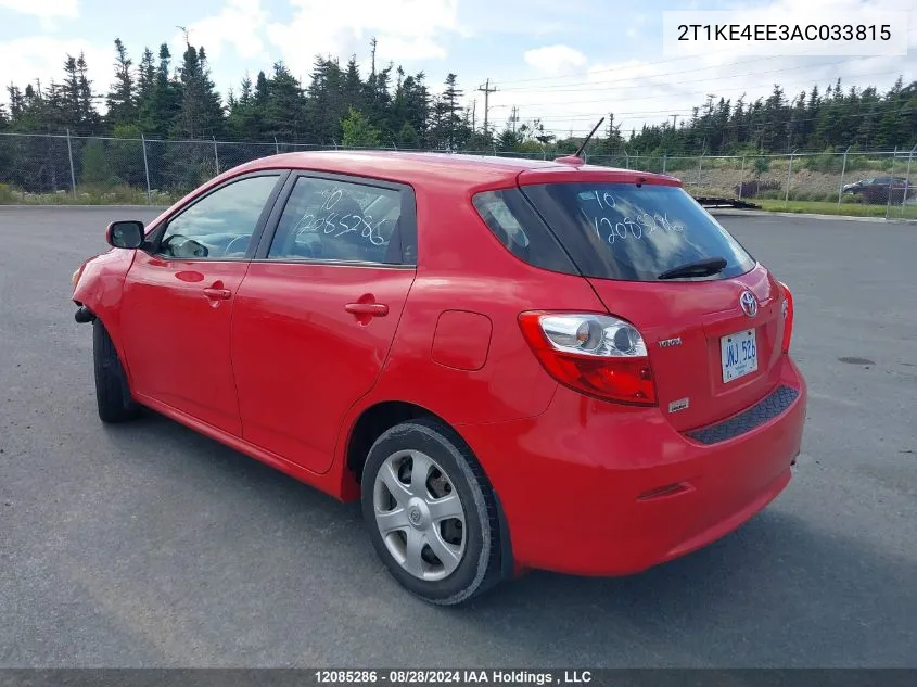 2010 Toyota Corolla Matrix S VIN: 2T1KE4EE3AC033815 Lot: 12085286