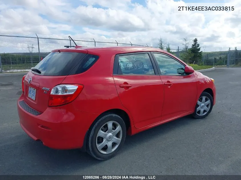 2010 Toyota Corolla Matrix S VIN: 2T1KE4EE3AC033815 Lot: 12085286