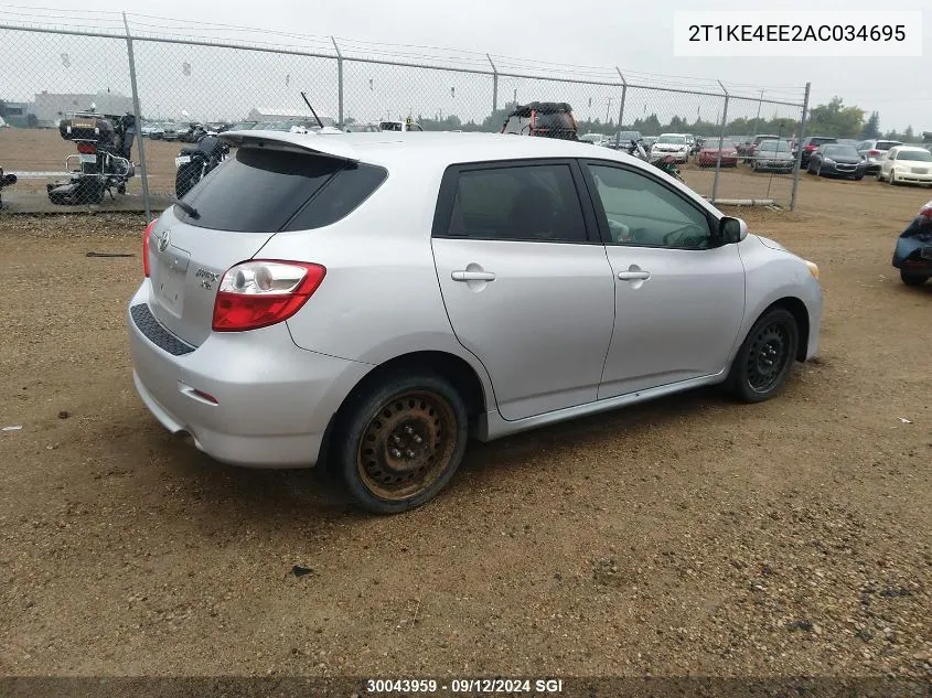 2010 Toyota Corolla Matrix S VIN: 2T1KE4EE2AC034695 Lot: 30043959