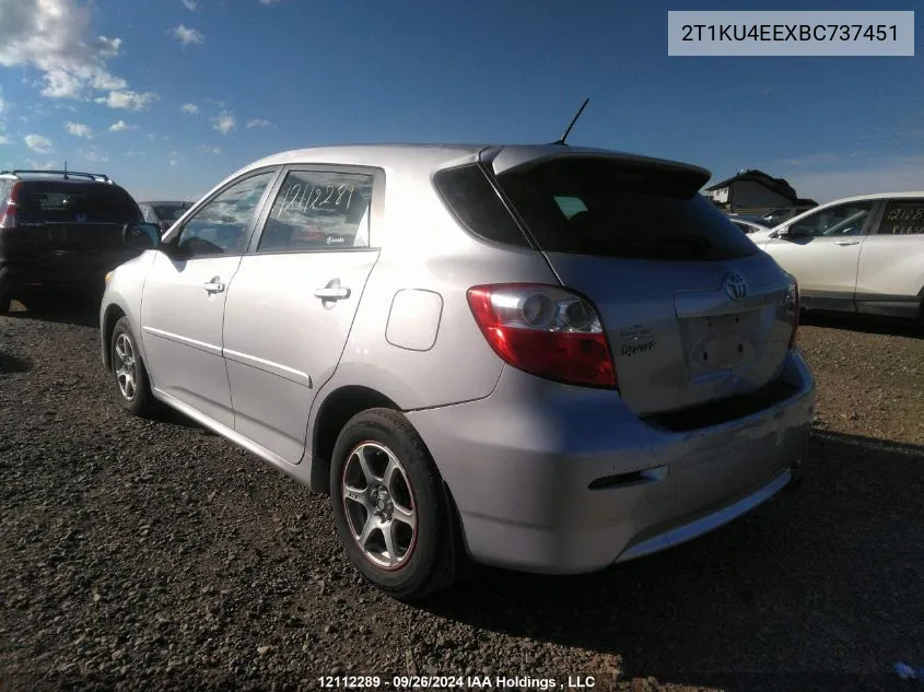 2011 Toyota Corolla Matrix VIN: 2T1KU4EEXBC737451 Lot: 12112289