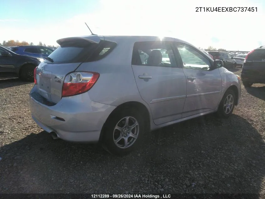 2011 Toyota Corolla Matrix VIN: 2T1KU4EEXBC737451 Lot: 12112289