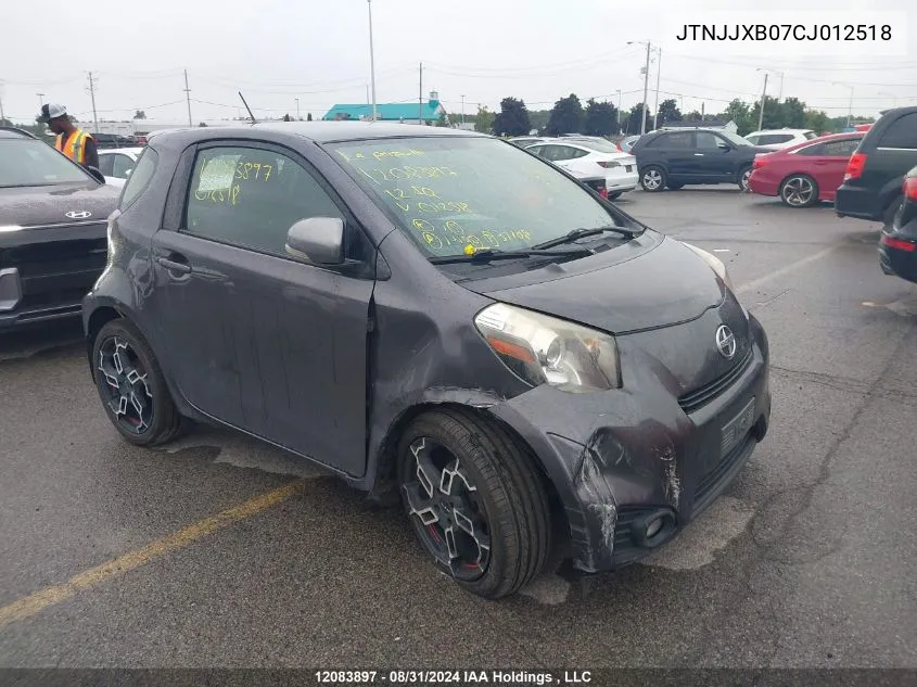 2012 Toyota Scion Iq VIN: JTNJJXB07CJ012518 Lot: 12083897