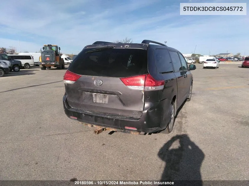 5TDDK3DC8CS045772 2012 Toyota Sienna Xle V6