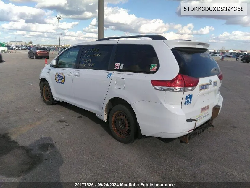 5TDKK3DCXDS394358 2013 Toyota Sienna Le V6