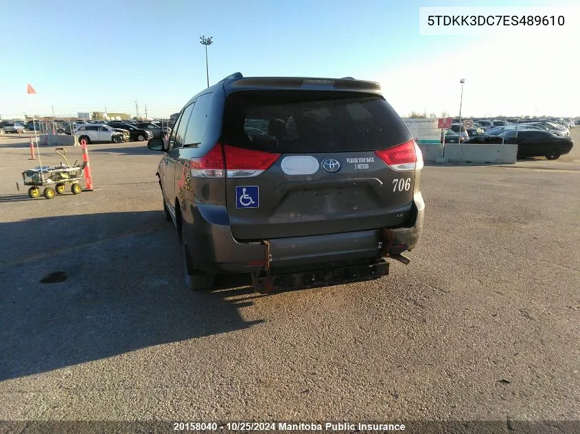 2014 Toyota Sienna Le V6 VIN: 5TDKK3DC7ES489610 Lot: 20158040