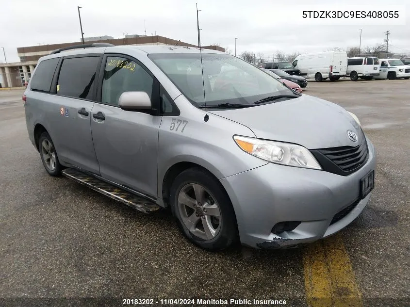 2014 Toyota Sienna Ce V6 VIN: 5TDZK3DC9ES408055 Lot: 20183202