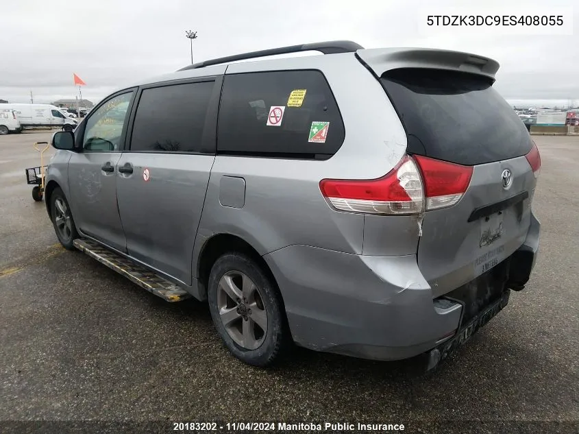 5TDZK3DC9ES408055 2014 Toyota Sienna Ce V6