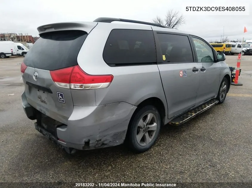 2014 Toyota Sienna Ce V6 VIN: 5TDZK3DC9ES408055 Lot: 20183202