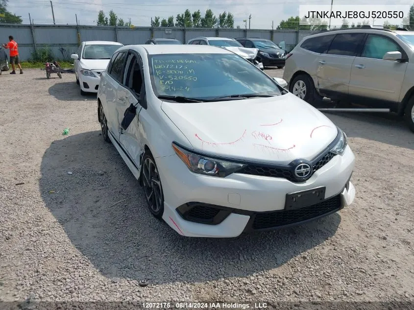 2016 Toyota Scion Im VIN: JTNKARJE8GJ520550 Lot: 12072175