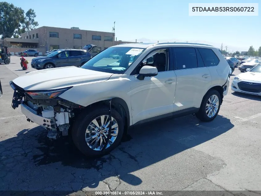 2024 Toyota Grand Highlander Platinum VIN: 5TDAAAB53RS060722 Lot: 39810874