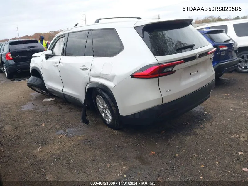 2024 Toyota Grand Highlander Xle VIN: 5TDAAAB59RS029586 Lot: 40721338