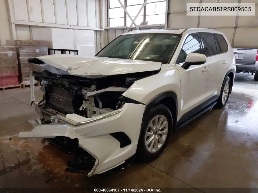 2024 Toyota Grand Highlander Hybrid Xle VIN: 5TDACAB51RS009505 Lot: 40864187