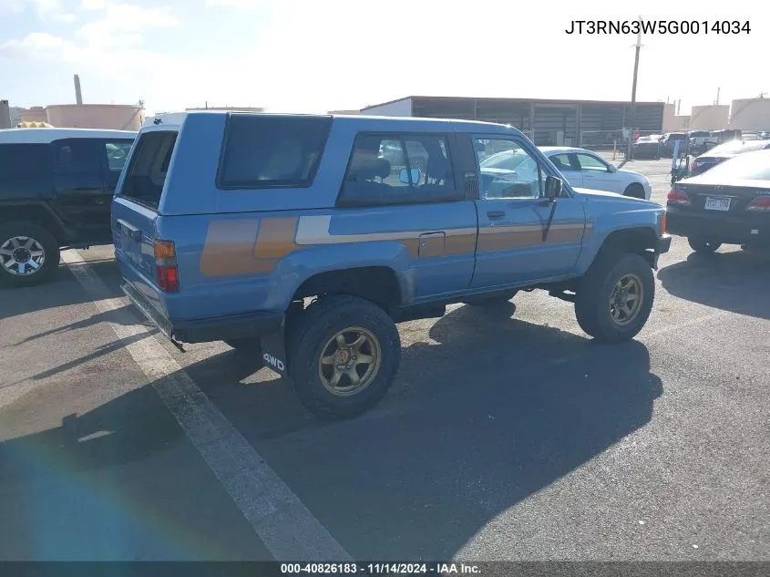 1986 Toyota 4Runner VIN: JT3RN63W5G0014034 Lot: 40826183